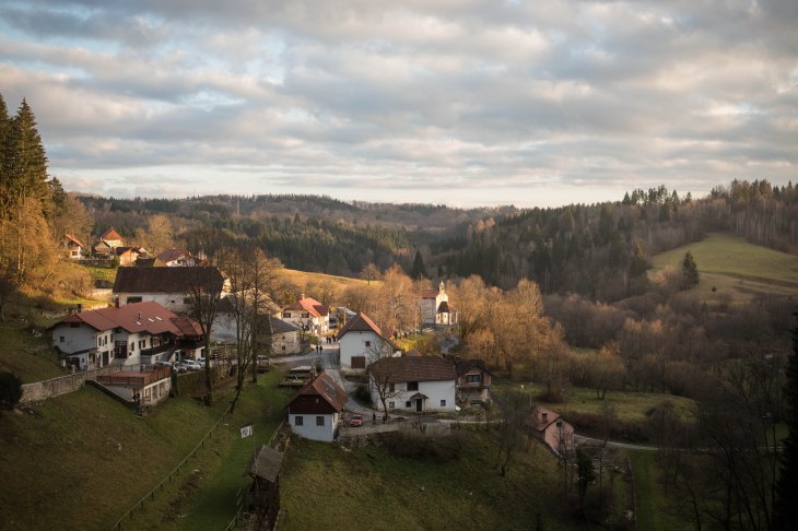 Inside the castle looking out.